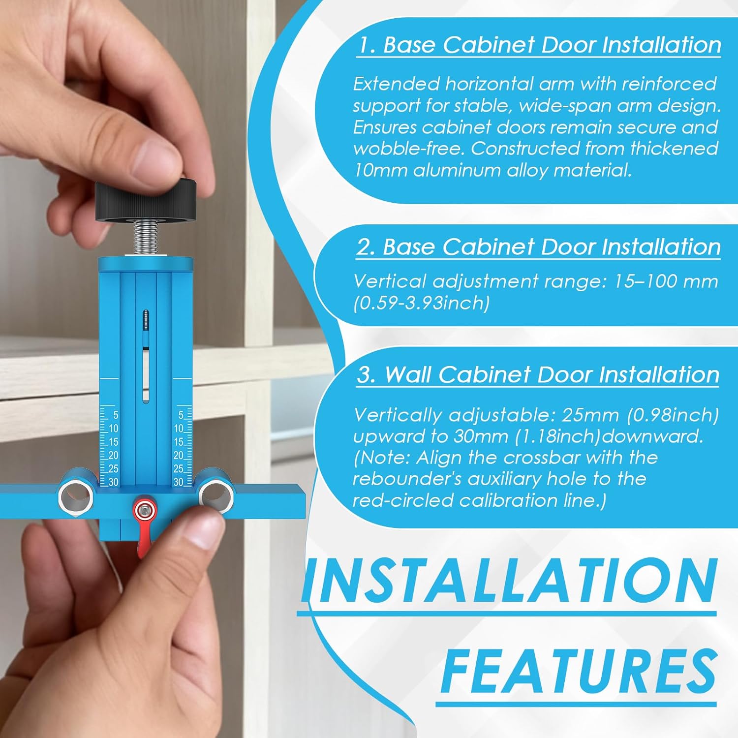 3 in 1 Cabinet Door Mounting J - Furniture Hardware Jig 评论和价格